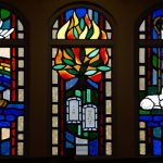 St. Jerome Catholic Church San Antonio TX Leaded Glass Faceted Glass Mosaics 2 Noahs Ark Tablets Burning Bush scaled